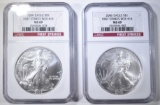 2 2006 AMERICAN SILVER EAGLES  NGC MS-69