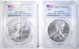 2 2016 AMERICAN SILVER EAGLES  PCGS MS-70