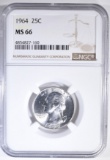 1964 WASHINGTON QUARTER  NGC MS-66