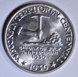 1936 WISCONSIN COMMEM HALF DOLLAR  GEM BU