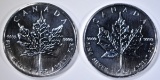 2001 & 2002 BU CANADIAN SILVER MAPLE LEAF COINS