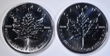 1993 & 95 BU CANADIAN SILVER MAPLE LEAF COINS