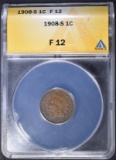 1908-S INDIAN CENT ANACS F-12