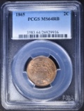 1865 2 CENT PIECE, PCGS MS-64 RB