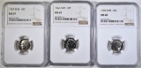3 NGC GRADED SMS ROOSEVELT DIMES: