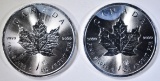 2-2014 ONE OUNCE SILVER CANADA MAPLE LEAF COINS
