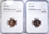 1956 & 1957 LINCOLN CENTS, BOTH NGC PF-67 RD