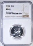 1952 WASHINGTON QUARTER NGC PF-68