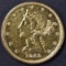 1842-D $5.00 GOLD LIBERTY CH AU