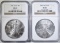 NGC AM. SILVER EAGLES; 1992 MS-69 & 2003 MS-68