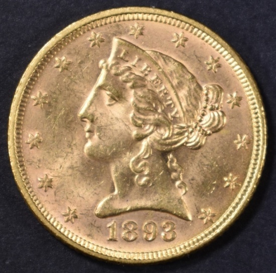 1893 $5 GOLD LIBERTY BU