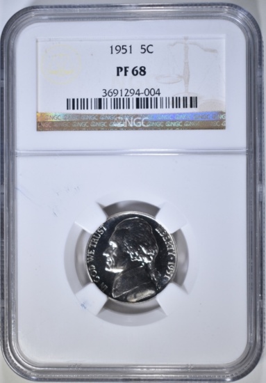 1951 JEFFERSON NICKEL PCGS PF-68