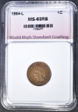 1864-L INDIAN CENT, WHSG CH BU RB