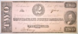 1862 $2 CONFEDERATE STATES NOTE AU/CU