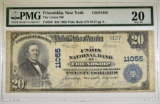 1902 $20 NATIONAL NOTE,FRIENDSHIP NY, PMG 20