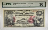 1875 $10 NATIONAL, OGDENSBURG NY PMG-30 VERY RARE