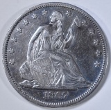 1867 SEATED LIBERTY HALF DOLLAR  AU