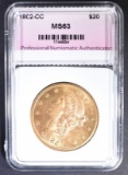 1882-CC $20 GOLD LIBERTY, PNA CH BU