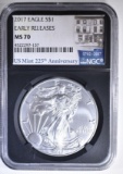 2017 AM SILVER EAGLE, NGC MS-70