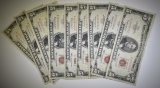 10- 1963 $5.00 RED SEALS, VERY NICE CIRCS