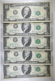 EXTREMELY RARE SET OF 5- 1977 A $10 STAR NOTES