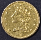 1839-O $2.5 CLASSIC HEAD GOLD AU/BU OLD CLEANING