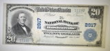 1902 $20 NATIONAL CURRENCY HUSTONVILLE KY. VF/XF