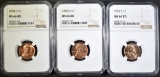 1955-S & 2- 1968-D LINCOLN CENTS, NGC MS-66 RD