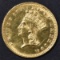 1887 TYPE 3 GOLD DOLLAR BU CLEANED