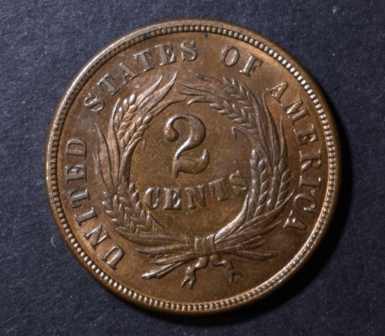 1868 2 CENT PIECE GEM BU RB