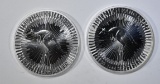 2-BU 2020 AUSTRALIAN 1oz SILVER KANGAROO COINS