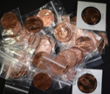 LOT OF 35 .999 COPPER ONE AVDP OZ BARS & ROUNDS