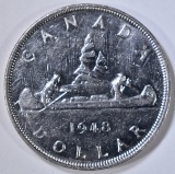 1948 CANADA SILVER DOLLAR, AU/BU