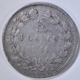 1841 5 FRANCS FRENCH COIN