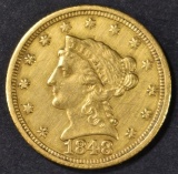 1848-C $2.5 GOLD LIBERTY  NICE BU  OLD CLEANING