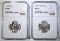 1942-P & 43-P SILVER JEFFERSON NICKELS NGC MS-66
