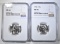 1942-S, & 45-S SILVER JEFFERSON NICKELS NGC MS-66