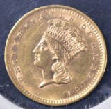 1856 $1 GOLD, CH BU- SLANTED 