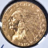 1910 $2.5 GOLD CH/GEM BU