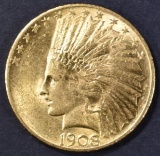 1908 $10 GOLD, CH BU