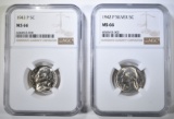 1942-P & 43-P SILVER JEFFERSON NICKELS NGC MS-66