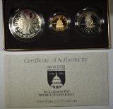1989 PF CONGRESSIONAL 3-PIECE SET WITH $5.00 GOLD