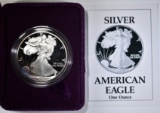 1990-S PROOF AMERICAN SILVER EAGLE IN ORIG BOX/COA