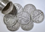 ROLL OF 90% SILVER WALKING LIBERTY HALVES