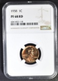 1958 LINCOLN CENT NGC PF-68 RD