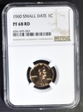 1960 SMALL DATE LINCOLN CENT NGC PF-68 RD