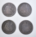 4 SEATED LIBERTY DIMES MOSTLY VG-F