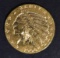 1908 $2.5 GOLD INDIAN  BU