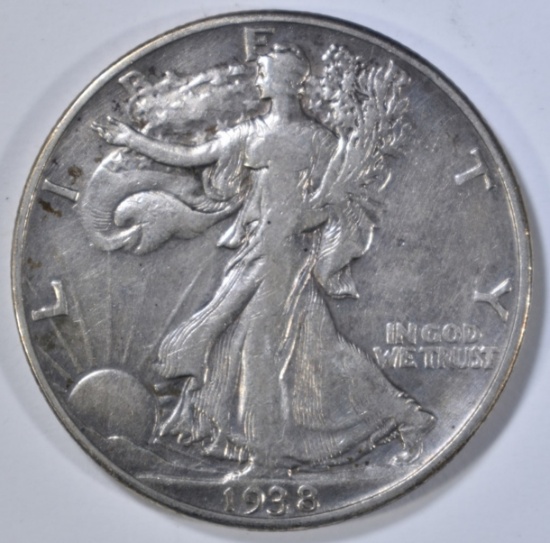 1938-D WALKING LIBERTY HALF DOLLAR, VF