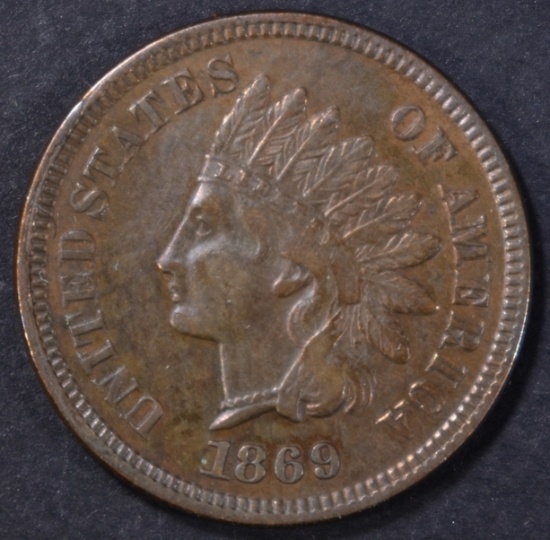 1869 INDIAN CENT XF